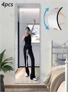 Acrylic Self-Adhesive Square Home Decor Mirror Wall Decal With Frameless Edge Design Self-Adhesive Acrylic Mirror, Shatterproof (Not A True Mirror). (Note: Acrylic Material May Exhibit Slight Shape Variations.) Ideal For Bedrooms, Kitchens, Living Rooms, Offices, Bathrooms, Hallways, Dance Studios, Home Closets, Dance Mirrors, And Gym Room Decor. No Power Source Required