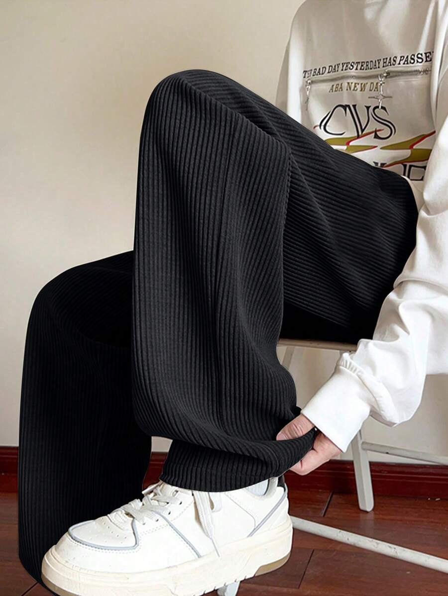 Pantaloni in velluto a coste dritti, taglio ampio, casual, stile fashion di alta strada, adatti per primavera, autunno, estate, taglia comoda