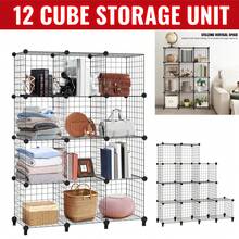 12pc Wire Cube Storage Organizer Shelving Unit Shelves Rack Modular Bookshelf, Interlocking Shelving Unit, Living Room Organizer Display Shelves, Closet Cabinet Organizer Shelves DIY Bookcases - Black-12 Cubes - View 1