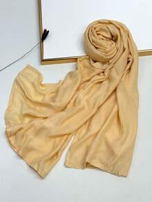 1件加大码柔软透气纯色包边头巾，莫代尔面料，适合搭配连衣裙