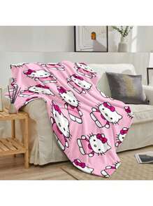 Sanrio Hello Kitty Decke, Hello Kitty Decke für Bett, rosa Hello Kitty Decke, Kuromi Überwürfe für Sofa, kann als Raumdekoration, für Camping verwendet werden, Hello Kitty Artikel. Der weiche und flauschige Flanellbezug wird Sie angenehm und gemütlich warm halten