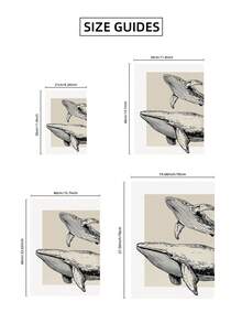 1/2pcs Frameless Vintage Whale Mother & Baby Print, Beige Coastal Wall Art With Canvas Texture, Inspirational Ocean Quote Poster For Beach House & Nursery Decoration