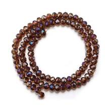 1 pieza Cuentas planas de cristal de ábaco marrón con color AB, opciones de varios tamaños 3/4/6/8mm, cuentas de bricolaje versátiles, coloridas y de moda, adecuadas para pulseras, collares, joyería, colgantes, llaveros y decoraciones - Marrón oscuro - Ver 9