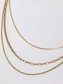 Fashion 3-In-1 Multi-Layer Necklace For Women, Suitable For Daily Party Wear, Matching With Sweaters And Dresses - Dorado - Ver 5
