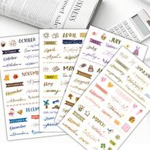 149 Stücke Aufkleber, 4 Blatt - Monatliche Kalender-Datumsetiketten von Januar bis Dezember, pastellfarbener Ton - elegante Schrift für Planer, Bullet Journals, Zeitpläne - perfekt für Geburtstag, Feiertags-Dekorationen - funktionale & dekorative Organizer-Aufkleber, Mehrzweck-Dekorationsmuster-Aufkleber - Kalender-Tags - Übersicht 2
