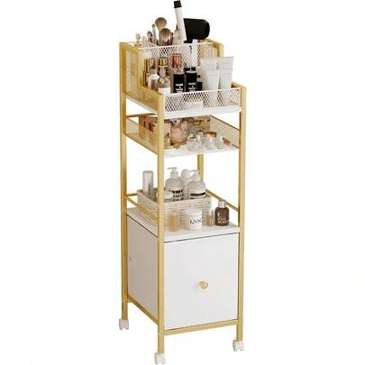 Makeup Organizer Storage Cart With Drawers Rolling Bathroom Organizers And Storage Makeup Bathroom Storage Cart Cosmetic Vanity Display Cases Holder For Nail Polish Brush Hair Tool Gold