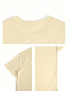 PLUS SIZE Strawberry Fruit Tee Casual Top , Men's Double-Sided Printed Fashionable Casual Crew Neck 220gsm Pure Cotton T-Shirt(1 PC) - Màu be - Xem 5