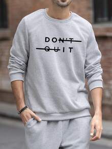 Zrgoth 男士休闲百搭印花圆领卫衣 - 灰色 - 查看 2