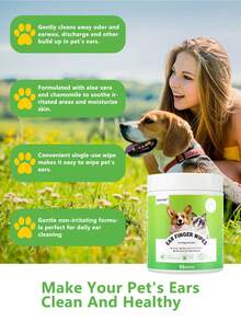 GJYC PET Large Capacity Dog Ear Wipes - 55-Piece Pack For Dogs & Cats - Gentle, Non-Irritating Ear Cleaner Wipes - Green - View 9