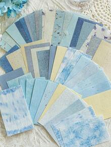 一包 25 张简约复古笔记本材料纸、DIY 装饰底纸、节日礼物、手工拼贴材料、个性化剪贴簿规划创意学校文具用品 - 藍色 - 查看 7