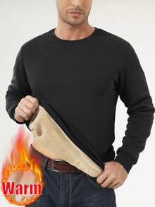 男士休闲保暖圆领运动衫，秋冬