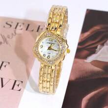 Modische wasserdichte Damenuhr, lässige Damen-Armbanduhr mit römischem Ziffernblatt, Quarz, Luxus-Stahlarmband für Frauen