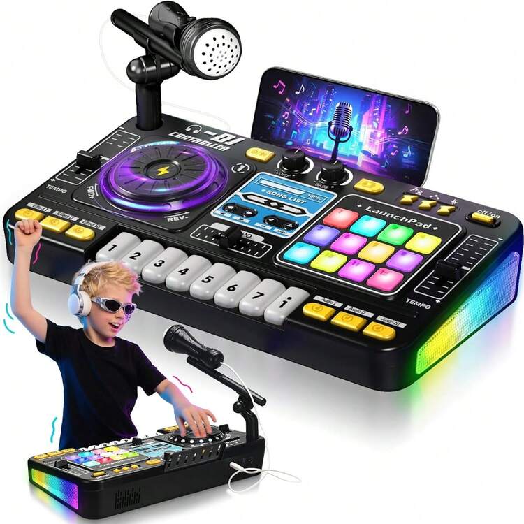 Çocuklar İçin DJ Mikseri, DJ Pikabı, Oyun Modu, Işık ve Hız