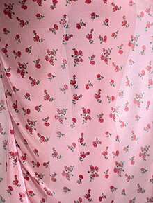 SOFUSEN 三件套女士性感睡衣套装，碎花睡裙+T恤+明星同款领口性感内衣 - 粉色 - 查看 5