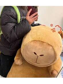 80厘米巨型水豚玩具大号水豚枕头仿真水豚动漫蓬松可爱动物柔软填充玩偶圣诞玩具礼物圣诞装饰 - 彩色 - 查看 3