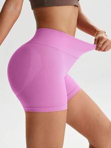 TCVC 女士瑜伽运动短裤，亲肤百搭，高弹力收腹提拉短裤，适合室内/室外瑜伽和休闲穿着 - 粉色 - 查看 5