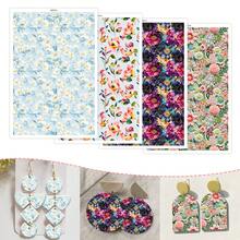 1 coală de hârtie de transfer pentru lut polimeric, imitație de marmură retro abstract flori lut transfer hârtie pentru cercei din lut polimeric, vintage flori margarete transfer hârtie lut bijuterii pictură în ulei bijuterii - Multicolor - Vizualizare 6