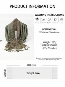 1pc Women's Fashion Multi-Color Cashew Scarf, Classic Paisley Pattern Headscarf & Shawl, Silky Cashmere Accessory, Suitable For Daily Wear, Beach Cover-Up, Holiday Gift, Air-Conditioned Room, All Seasons - Light Green - View 5