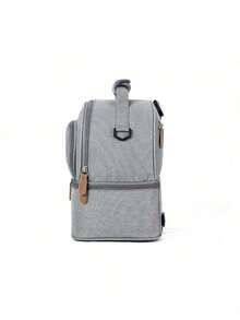 一件代发女款新款灰色时尚双层婴儿奶瓶包保温包适合日常出行双肩单肩手提换尿布包多功能保鲜储奶冰袋 - 灰色 - 查看 6