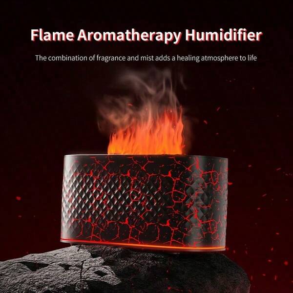 [2025 New Arrival] Ultrasonic USB Flame Diffuser & Humidifier - Home Desktop Essential Oil Aroma Maker With Realistic Fire Flame Effect, Night Light, Timer & Auto Shut-Off - Ideal For Home, Office & Bedroom
