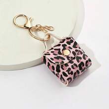 1 Piece Leopard Print PU Leather Keychain, Rectangular With Lobster Clasp, Decorative Sports Theme Family Keychain, Ideal Gift For Mother's Day