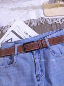 1pc Men's Fashionable Leather Belt, Rectangular Alloy Buckle, Classic Business And Casual Accessory, Durable Multipurpose, Suitable For Jeans And Chinos. Suitable For Teen Summer Casual Outdoor Athletic Or Vacation Travel Or Graduation Gifts Or Birthday Dress Accessories Or Daily Wear - Multicolor - View 11