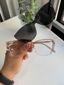 New Model Women's Eyeglass Frame / Glossy Side / Colorful Colors / WITH 2-In-1 FLANNEL CASE 65101 - 淺粉色 - 查看 1