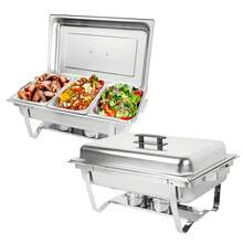 Chafing Dish Buffet Set 2 Pack: 5QT Stainless Steel Chafing Dishes With Stainless Lid & Lid Holder, Quadrate Food Warmers For Parties, Events, Wedding-White - 1/3 2 gói - Xem 2