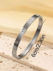 1 pieza Pulsera de acero inoxidable con diseño de cintura totalmente enjoyada con rhinestones, elegante y versátil, joyería fina