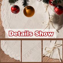 1 pieza Falda de árbol de Navidad tejida: Falda de árbol de 48 pulgadas de color blanco crema con trenzado de punto grueso, decoraciones rústicas de árbol de Navidad, decoración navideña de estilo granja, decoraciones para el hogar y fiestas navideñas, decoración del hogar, decoraciones navideñas, decoración de habitación, decoraciones navideñas de invierno, regalos de Navidad, decoración navideña