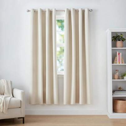 Basics - Cortinas opacas para ventana con ojales, 52 x 84 pulgadas, color beige, 2 paneles
