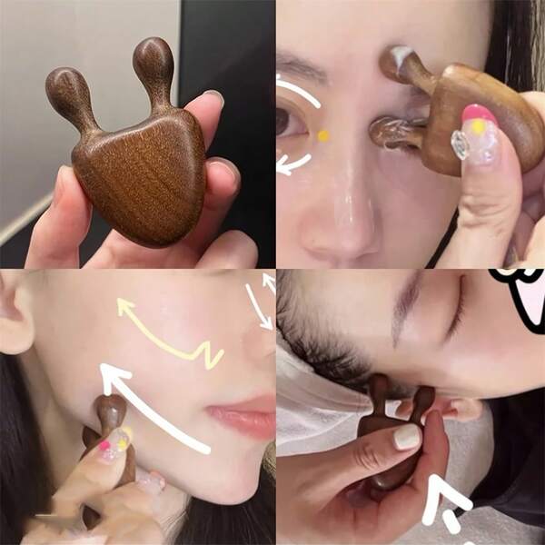 1/2 piezas Masajeador de acupresión de Body completo de sándalo, herramienta de elevación del mentón para masaje facial, peine de meridianos del cuero cabelludo, dispositivo de masaje facial, herramienta de terapia de relajación de cabeza y ojos