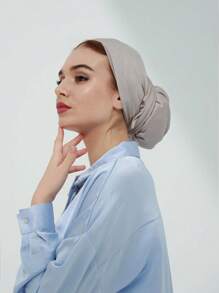 1pc Women Classic Solid Color Elegant Instant Single Layer Wrapped Turban, Fashion Charming Long Ribbon Headband, Non-Slip Breathable Soft Modal Knit Fabric Headscarf Hijab, Suitable For Daily, Yoga, Outdoor