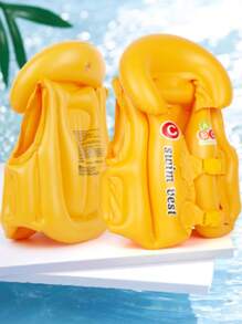 1 件充气 ABC 游泳背心，3 种颜色黄橙蓝浮力辅助游泳夹克便携式充气背心适用于游泳浮潜皮划艇桨划船和其他低冲击水上运动充气浮潜背心浮潜夹克