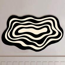 1/3件套经典黑白波浪纹家居装饰地垫套装，浴室防滑吸水地毯，硅胶复古图案浴室地垫，U型马桶洗手池吸水脚垫，2.5毫米厚玄关装饰浴室厨房装饰厨房地毯 - 波紋 - 查看 15