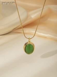 1pc French Fashion Tiger Eye, Turquoise, Ruby Stainless Steel Pendant Necklace, 18k Gold Plated Jewelry, Natural Stone Gemstone Gift, Suitable For Women's Daily Wear