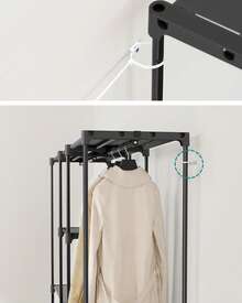 Portable Open Wardrobe, Clothes Rack, Freestanding Wardrobe With Clothes Rails And Fabric Shelves For Bedroom, 43 X 182 X 182 Cm Black - Black - View 6