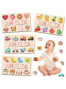 Customized Personalized Name Puzzle Board, Christmas Gift, Name Puzzle, First Birthday Gift, Unique Name Puzzle Board, Baby Boy Or Girl Early Education Toy, 3D Letter Puzzle Toy, Customized Baby Name