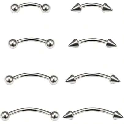 Eyebrow Piercing Jewelry Surgical Steel Vertical Labret Lip Jewelry Curved Barbell Tiny Eyebrow Rings Ear Rook Navel Small Belly Button Ring For Women Men 20g 16g 6mm/8mm/10mm/12mm