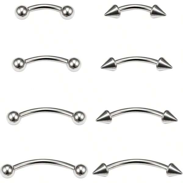 Joyería de perforación de cejas Acero quirúrgico Vertical Labret Joyería de labios Barra curva Pequeños aros de cejas Rook de oreja Ombligo pequeño Anillo de botón para mujeres y hombres 20g 16g 6mm/8mm/10mm/12mm