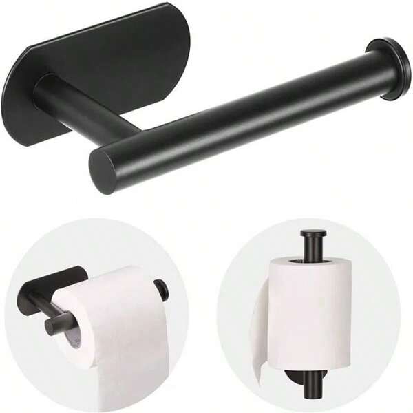 1pc Stainless Steel Wall Mounted Bathroom Tissue Holder With No Punching Installation, Roll Paper Rack