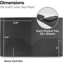 TLL  Plastic Folders With Pockets Black 3 Pack 2 Pocket Poly Folders For School Home Or Office Durable AcidFree Poly Includes Removable Adhesive Labels - màu đen - Xem 3