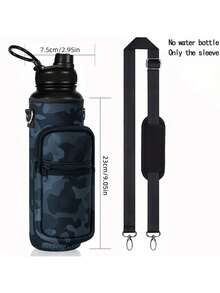 1 pièce Porte-gobelet portable de type sangle avec sangle réglable, sac isotherme pour bouteille d'eau, étui pour bouteille, support pour téléphone portable, accessoires pour boissons, sac de transport pour bouteille d'eau de plein air (direction de la fermeture éclair aléatoire)