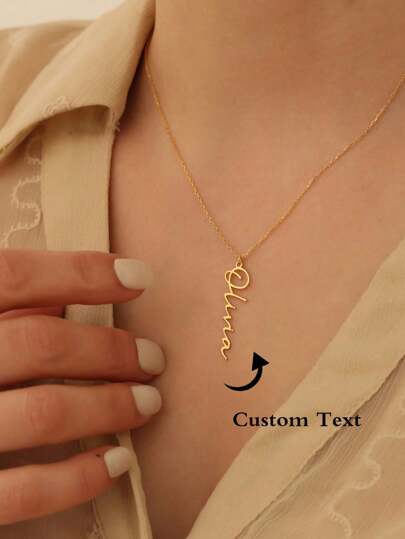 Naszyjnik z imieniem dla kobiet spersonalizowany pionowy wisiorek z literą choker ze stali nierdzewnej biżuteria prezent złoty łańcuszek kołnierz ﻿
