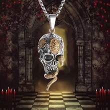 Unique Gothic Serpentine Skull Pendant Necklace - Fashion Street Style Unisex Accessories - The Perfect Everyday Accessory Gift - Vàng - Xem 4