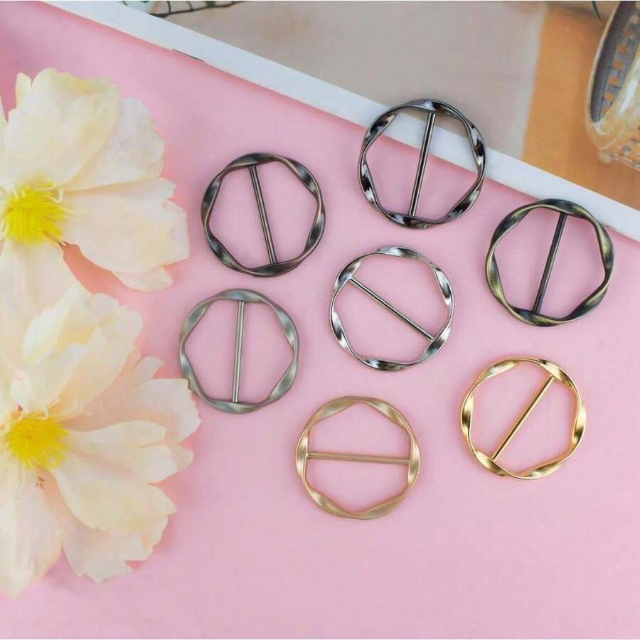 T-Shirt Tie Clips For Women Girls Twist Tee Knot Ring Silk Scarf Ring Clip Waist Clothes Corner Knotted Button Fashion Metal Circle Buckle Fashion Alloy Clothing Ring Wrap Holder Round Scarves Clasp - 預設 - 查看 1