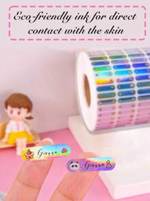 50/100/200 ملصق اسم مخصص عالي الجودة بتقنية الليزر: مقاوم للتمزق، ملصقات ملونة، بطاقات اسم هولوغرافية، متعددة الألوان، مناسبة للزجاجات والدفاتر، سهلة التطبيق والإزالة دون ترك بقايا، مثالية للاستخدام المنزلي والمكتبي، ملصقات ليزر مضادة للسرقة، لوازم مدرسية