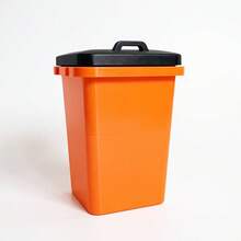 ORIZZONTE Mini Desk Trash Cans – Set Of 3 Colorful Containers With Lids – Creative Design For Home/Office – Organization Gift Idea – 100% Made In Italy, Shipping From Italy - Orange - View 2