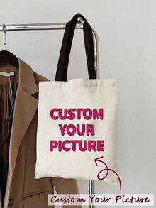 Custom Shopping Bag Upload Images Customized Tote Bag, Tote Bag With Customizable Pictures And Text, Reusable Grocery Bag - Multicolor - View 12