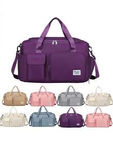 1 pieza Bolso de fitness/yoga, con compartimento para zapatos y separador de ropa húmeda, material duradero beige, bolsa de viaje, bolsillo de separación seco y húmedo, bolso ligero de mano, bolso de fin de semana, unisex, adecuado para entrenamiento, viaje, fitness, natación, avión, viaje de negocios y vacaciones - Multicolor - Ver 10